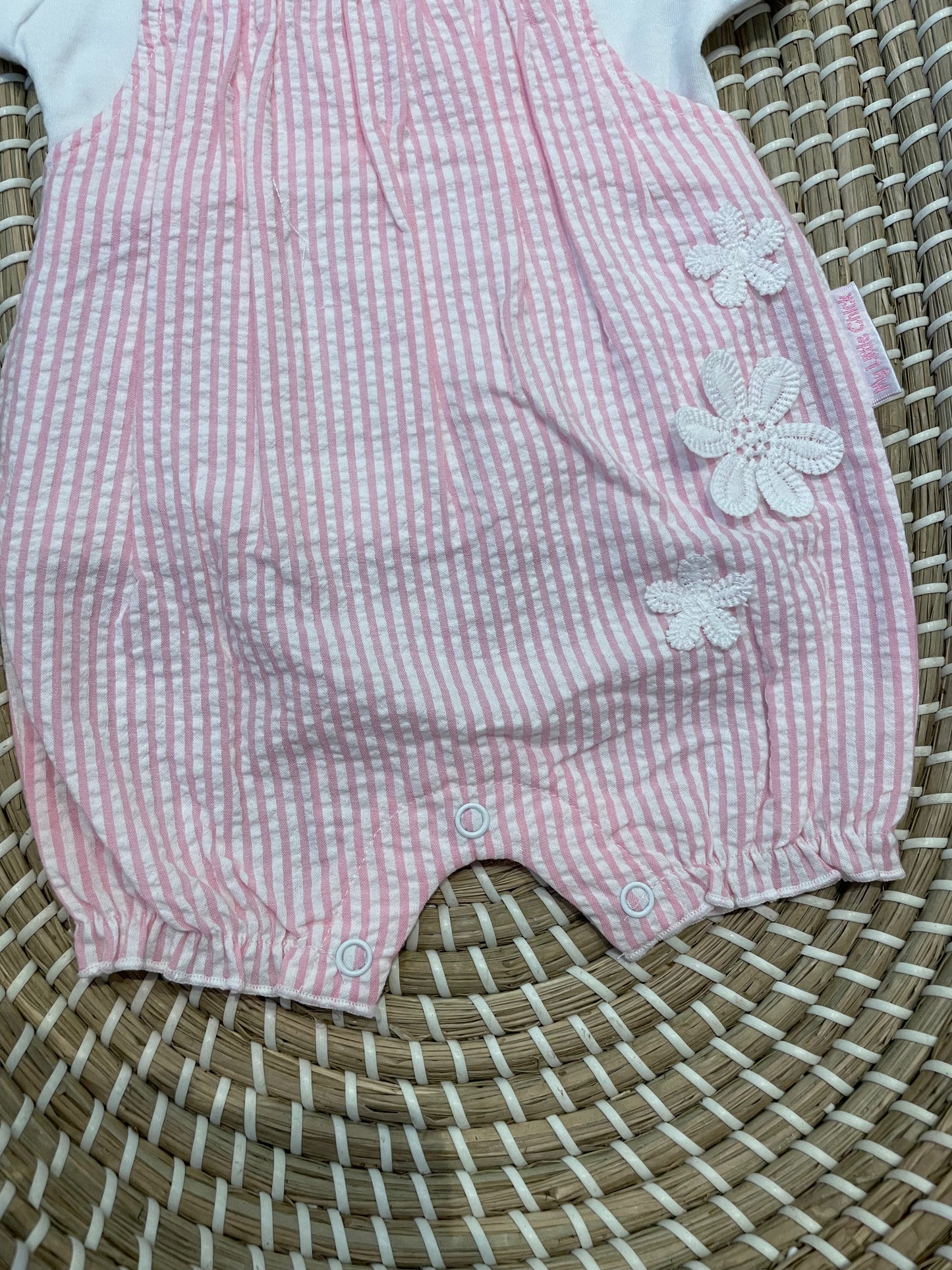 Pink stripe dungaree set