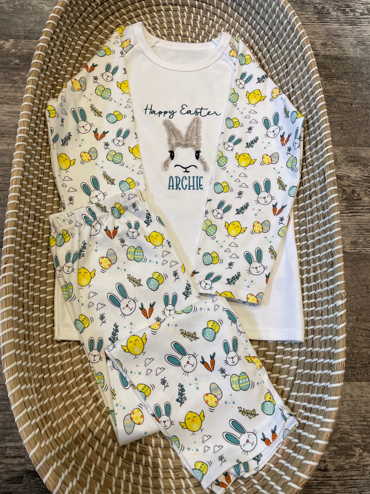 Personalised Easter print pyjamas