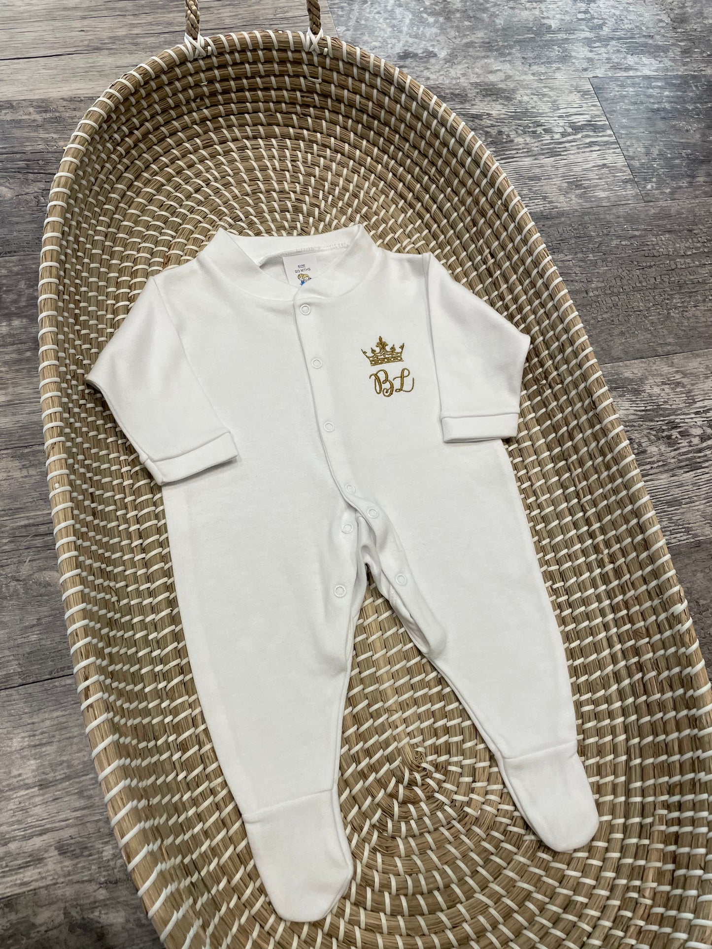 Personalised baby sleepsuit