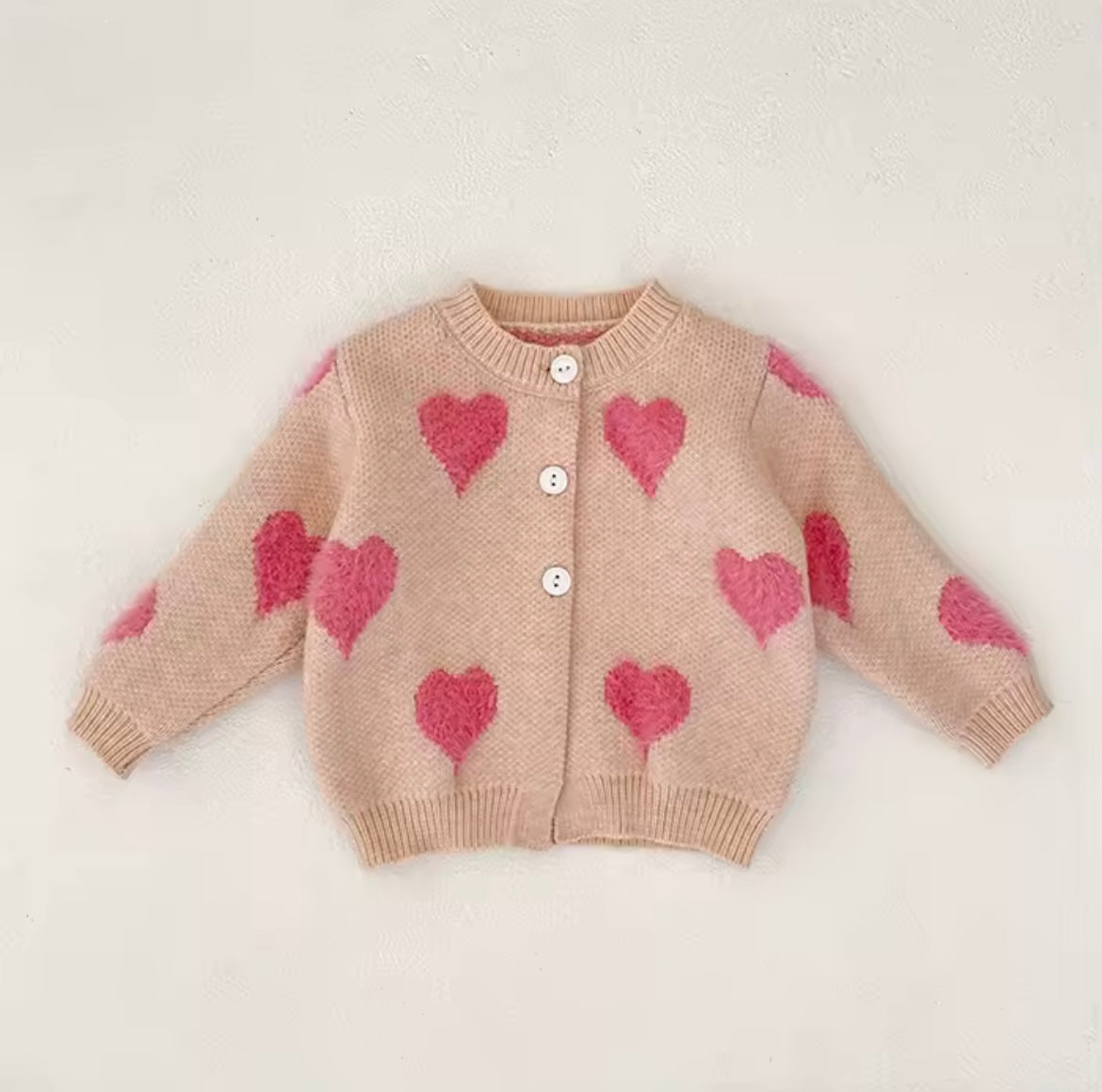 Pink Hearts romper and cardigan set