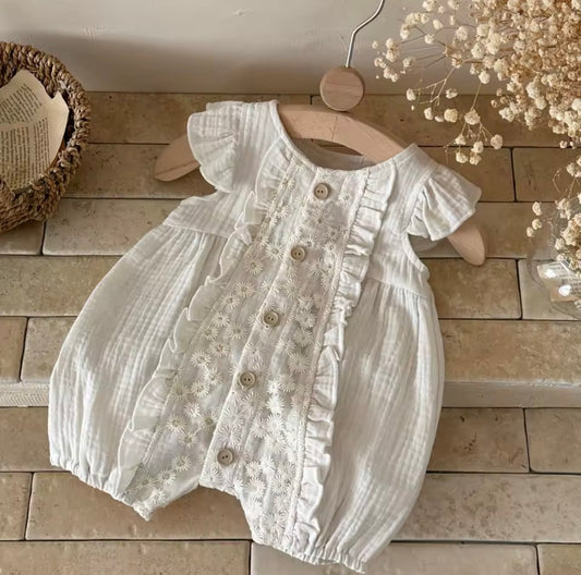 Cream cotton baby romper