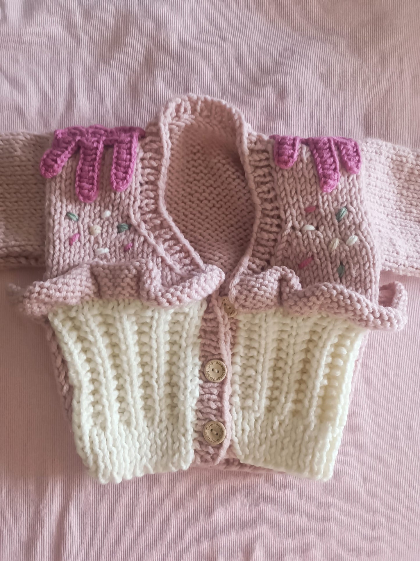 Handmade cupcake cardigan - PREORDER