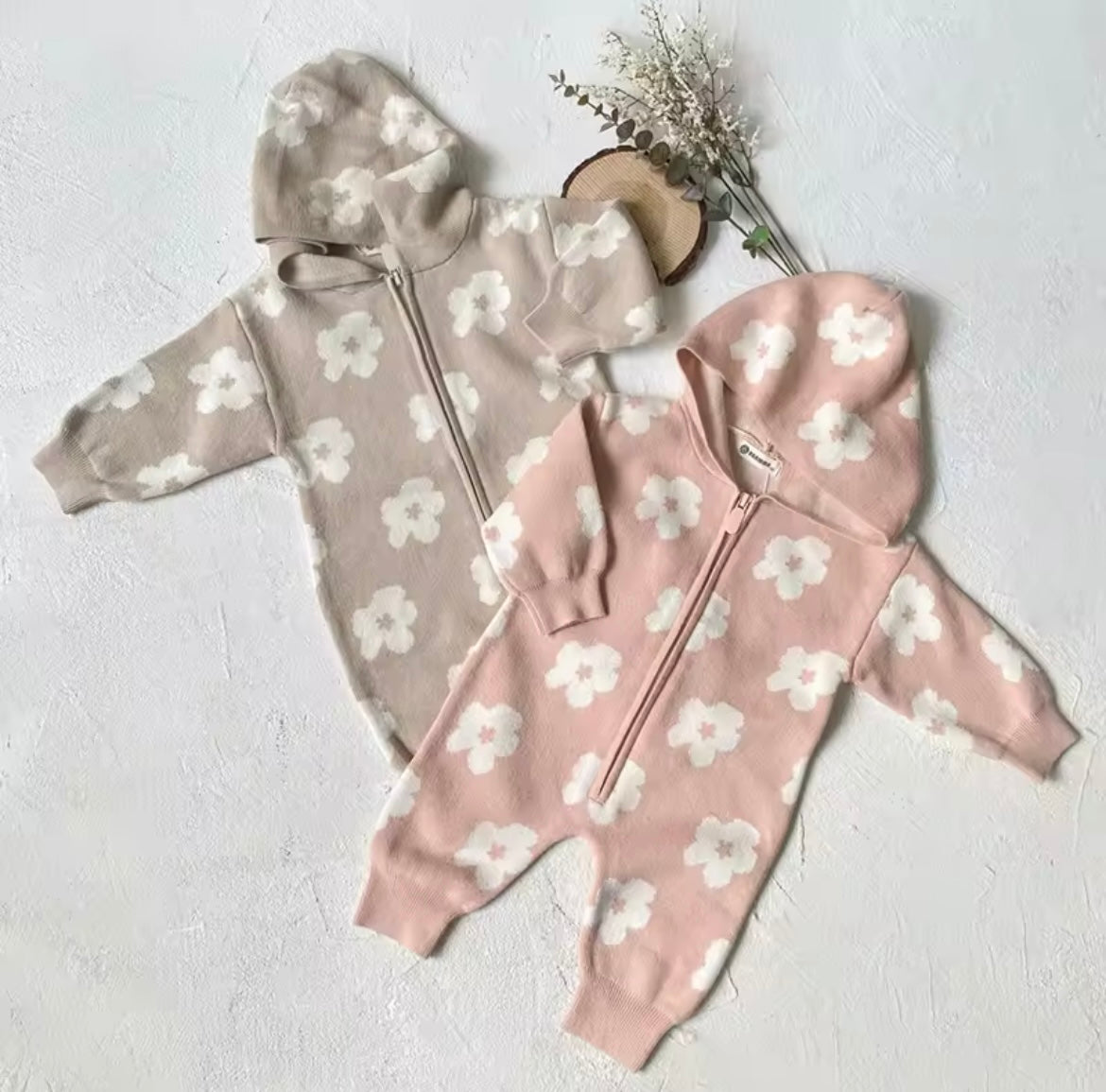 Floral knitted onesie