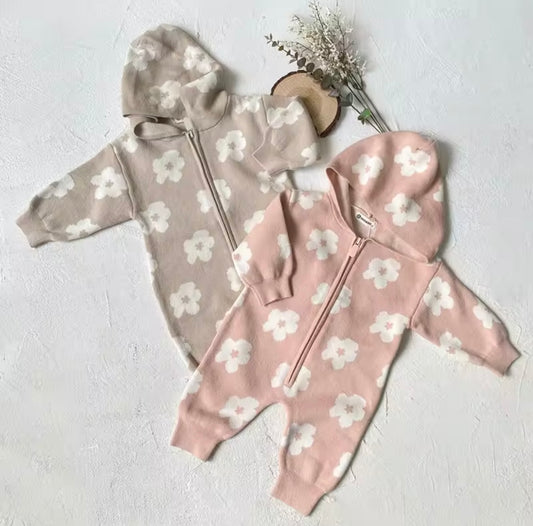 Floral knitted onesie