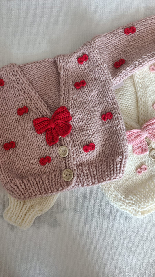 Handmade central bow cardigan - PREORDER
