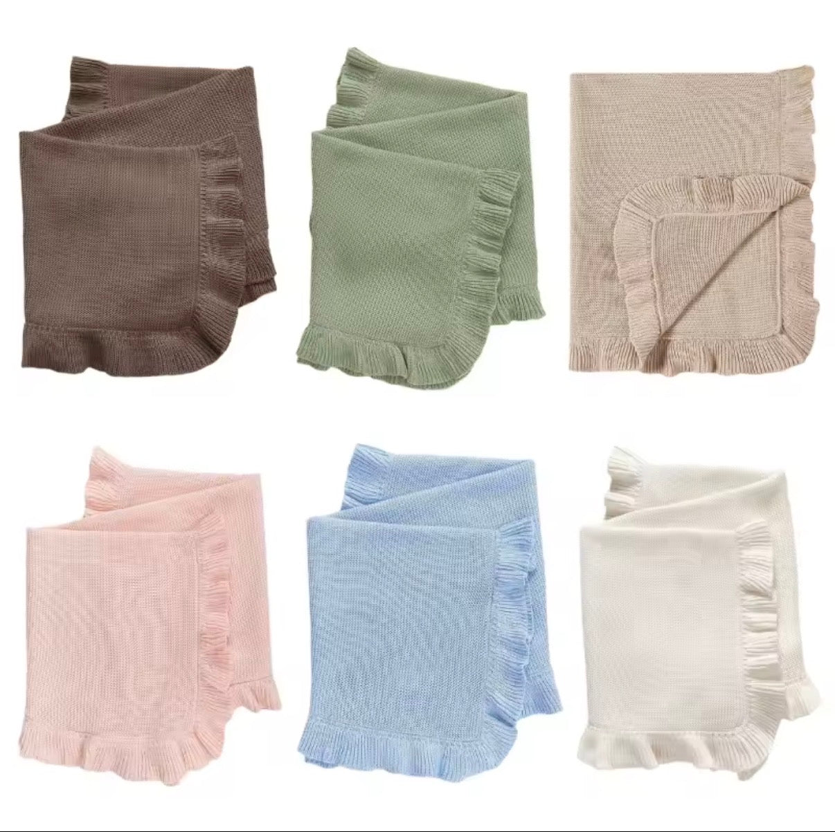 Personalised knitted frill blanket