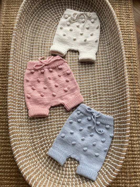 Newborn handmade knitted shorts - In stock