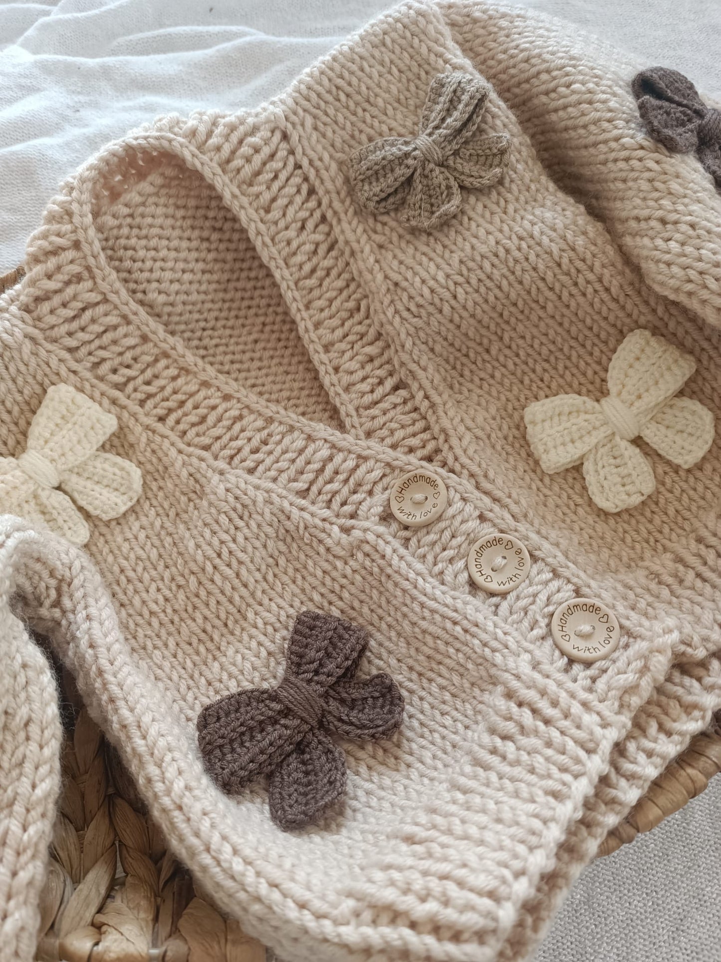 Handmade chunky bow cardigan (PREORDER)