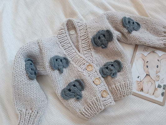 Handmade elephant design cardigan (PREORDER)