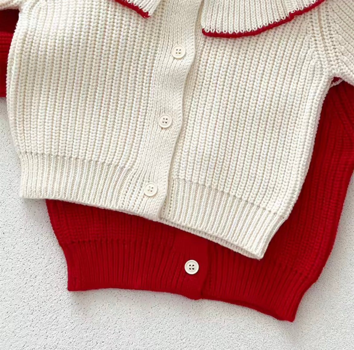 Frill neck knitted cardigan - 3 colours