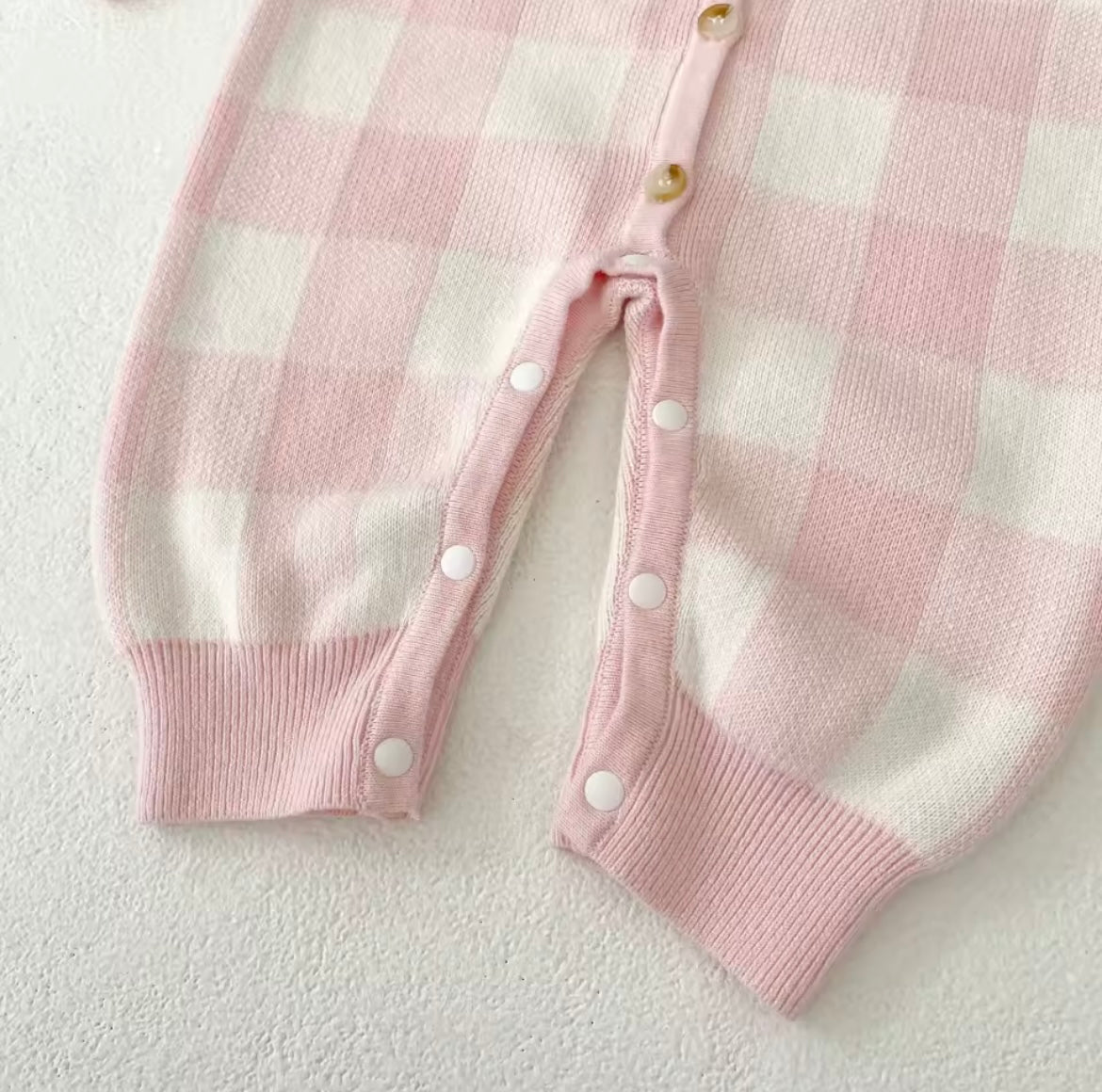 Pink check onesie