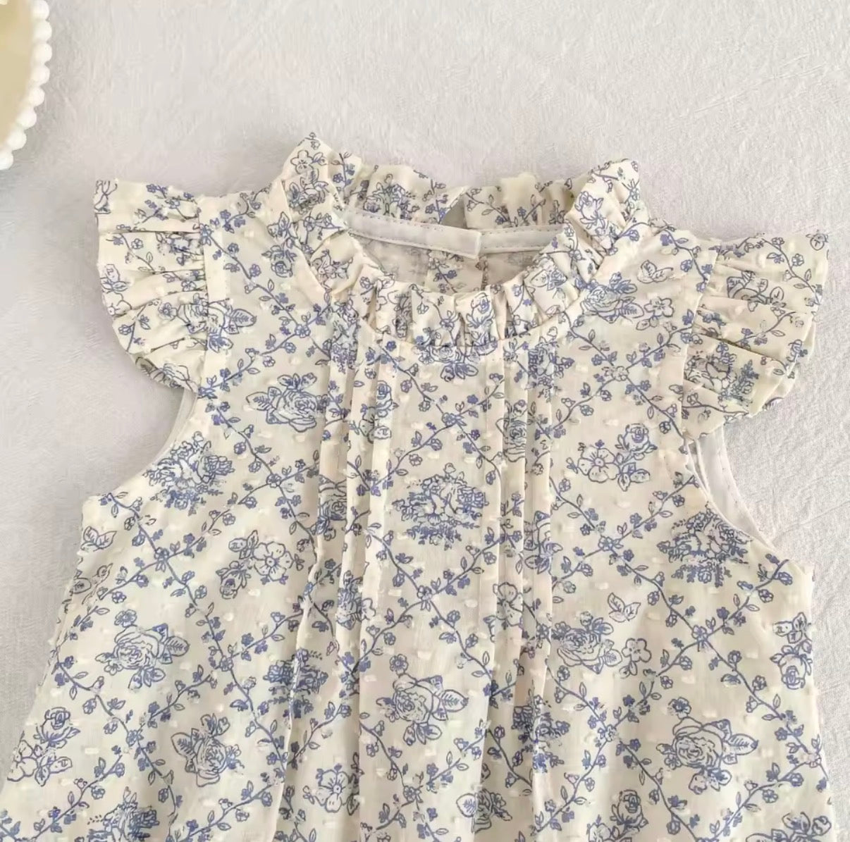 Blue high neck dot cotton baby romper