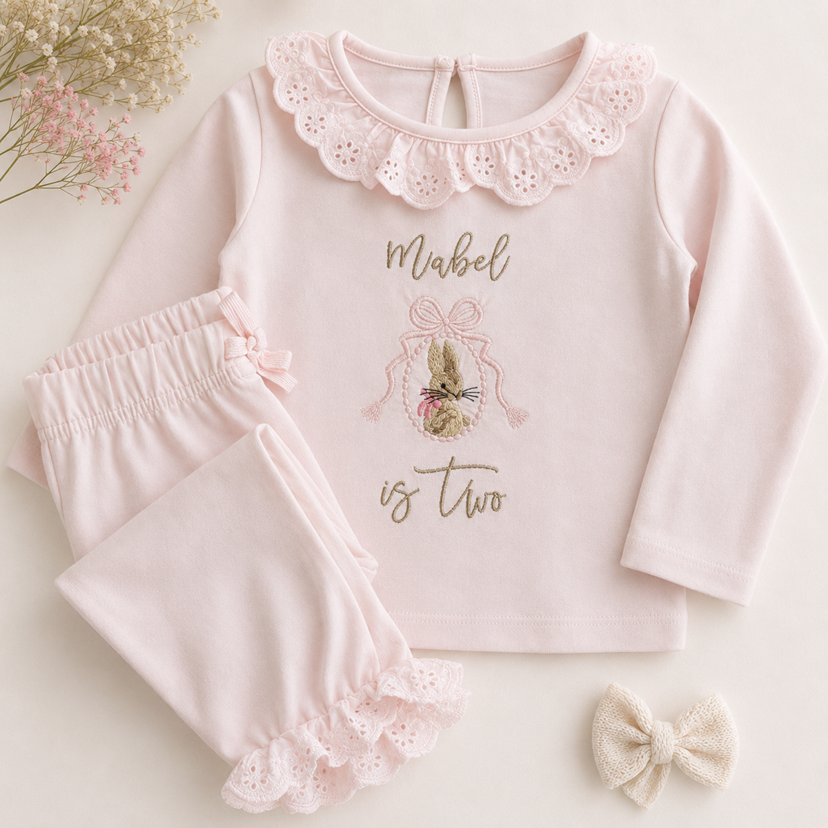 Personalised cotton frill pyjamas