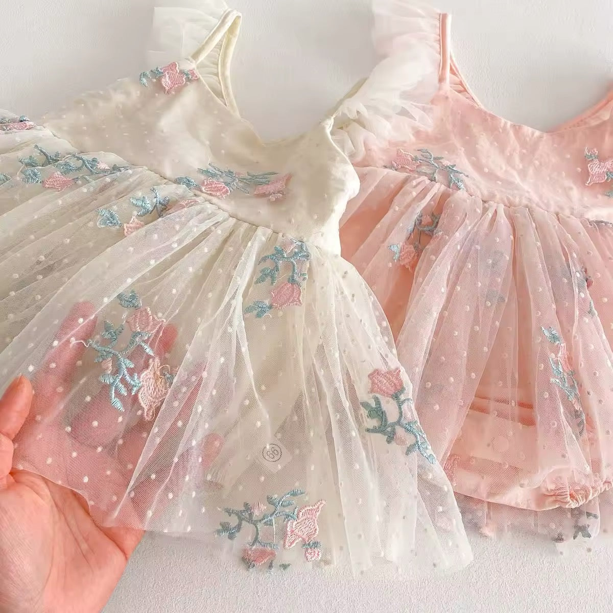 Floral tulle romper