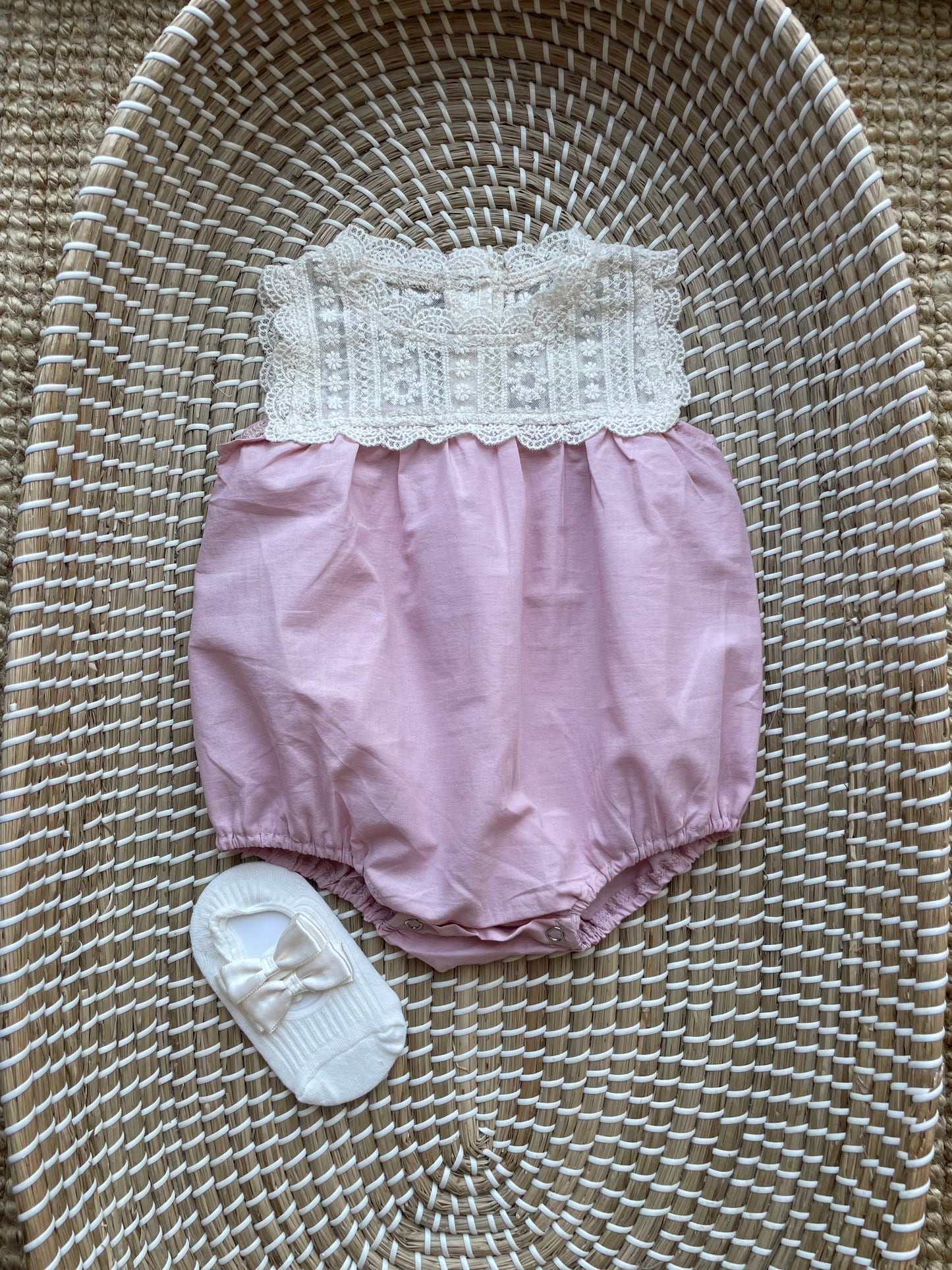 Crochet detail cotton romper