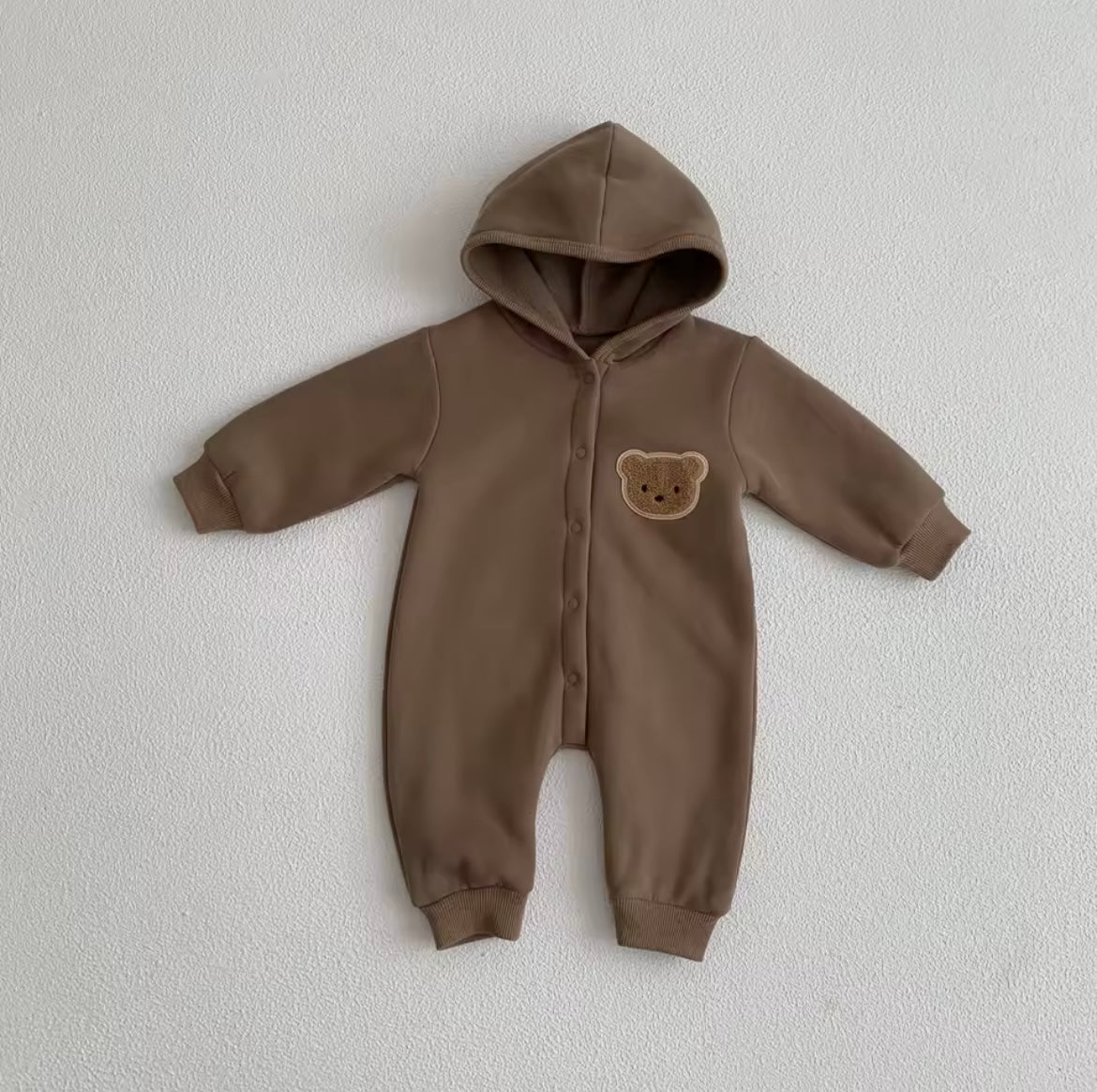 Bear fleece pramsuit