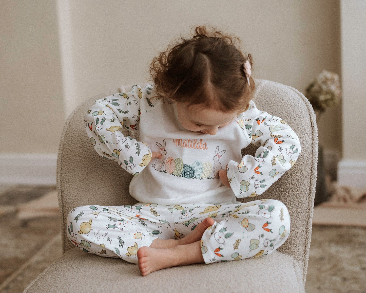 Personalised Easter plain cotton pyjamas