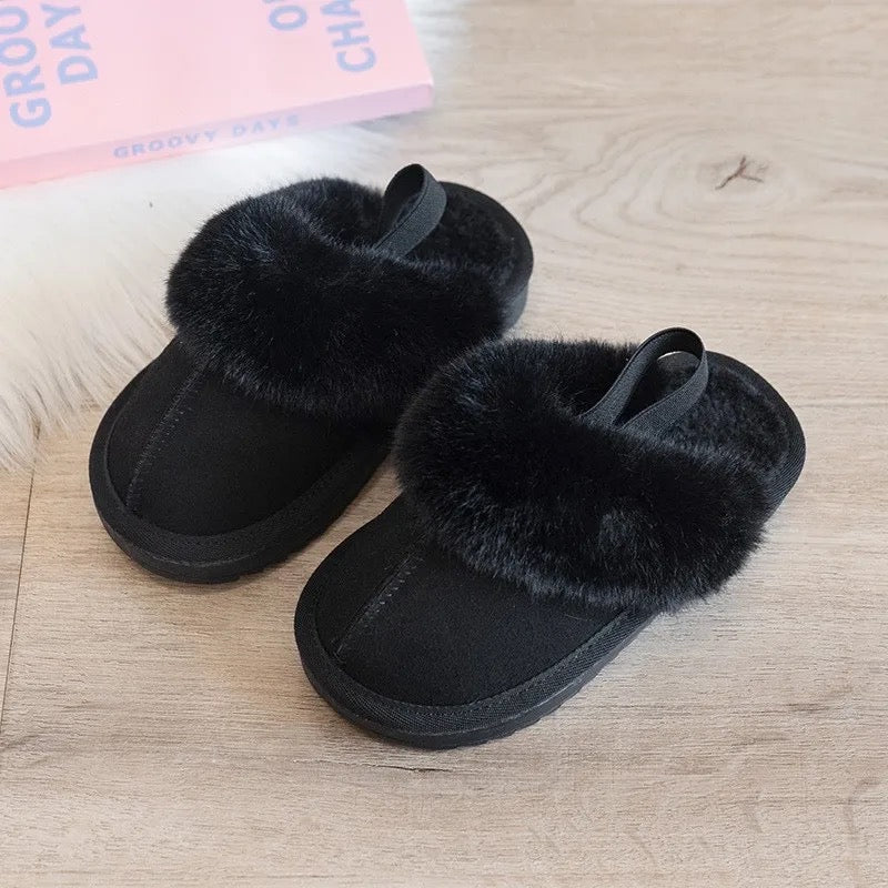 Fluffy hard sole slippers