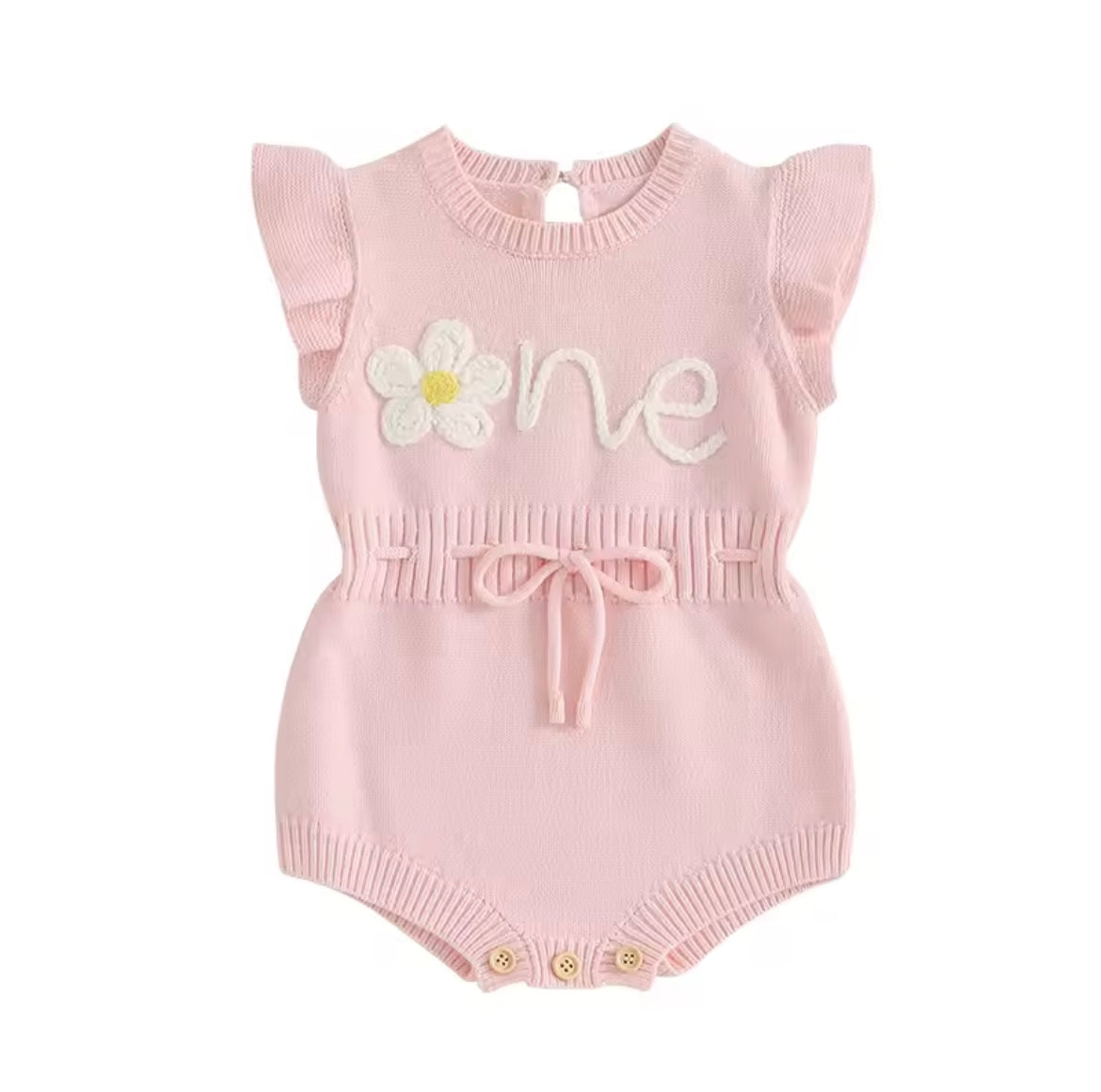 One flower knitted romper
