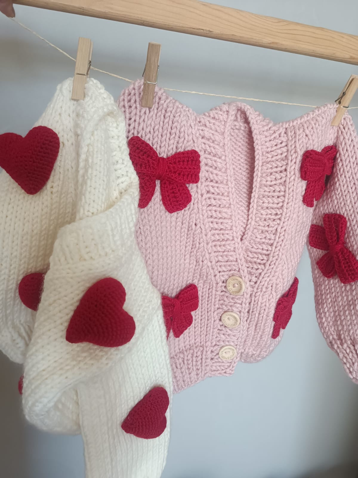 Handmade red bow cardigan (PREORDER)