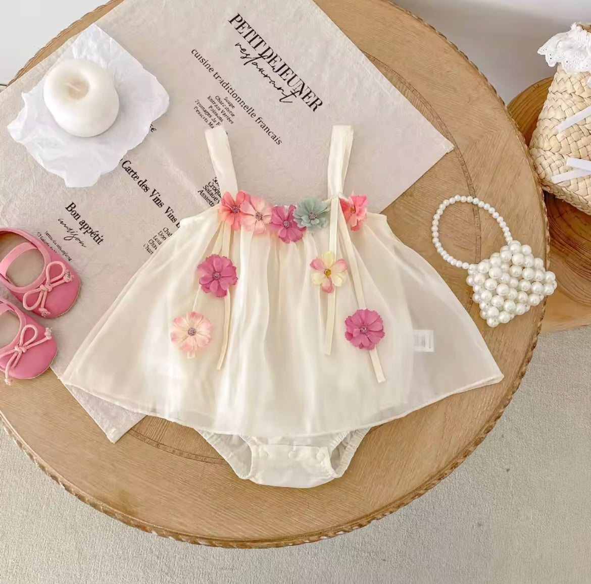 The cream flower dress