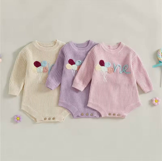 ONE birthday balloon romper