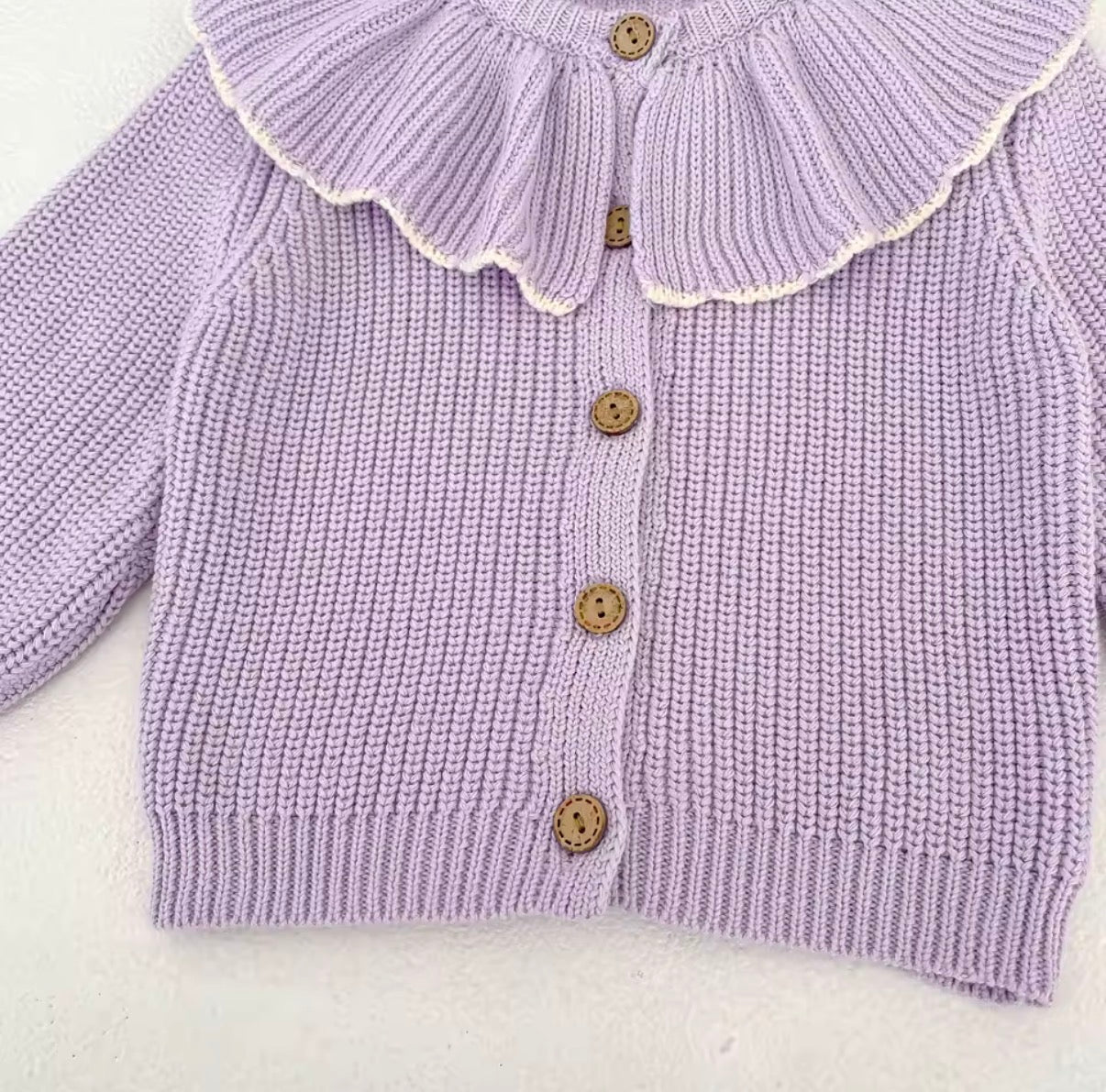 Frill neck knitted cardigan - 4 colours