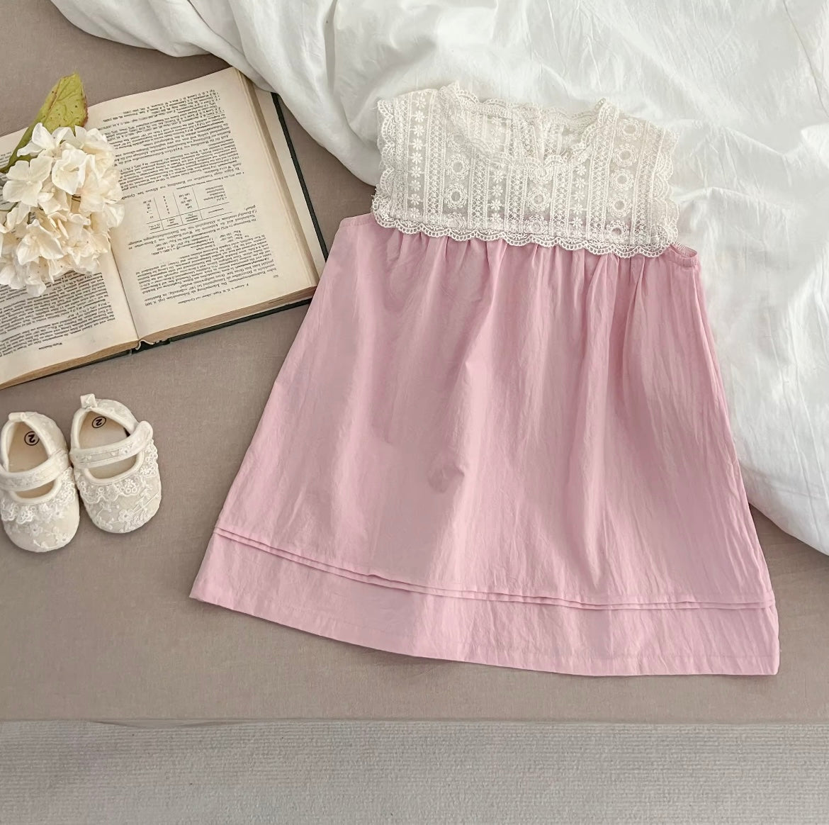 Crochet detail cotton dress