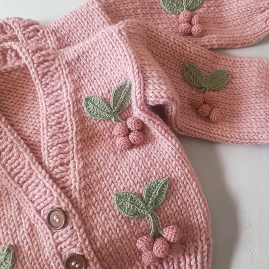 Handmade cherry cardigan - In stock