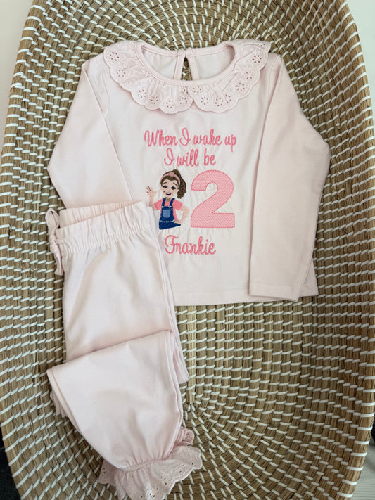 Personalised cotton frill pyjamas