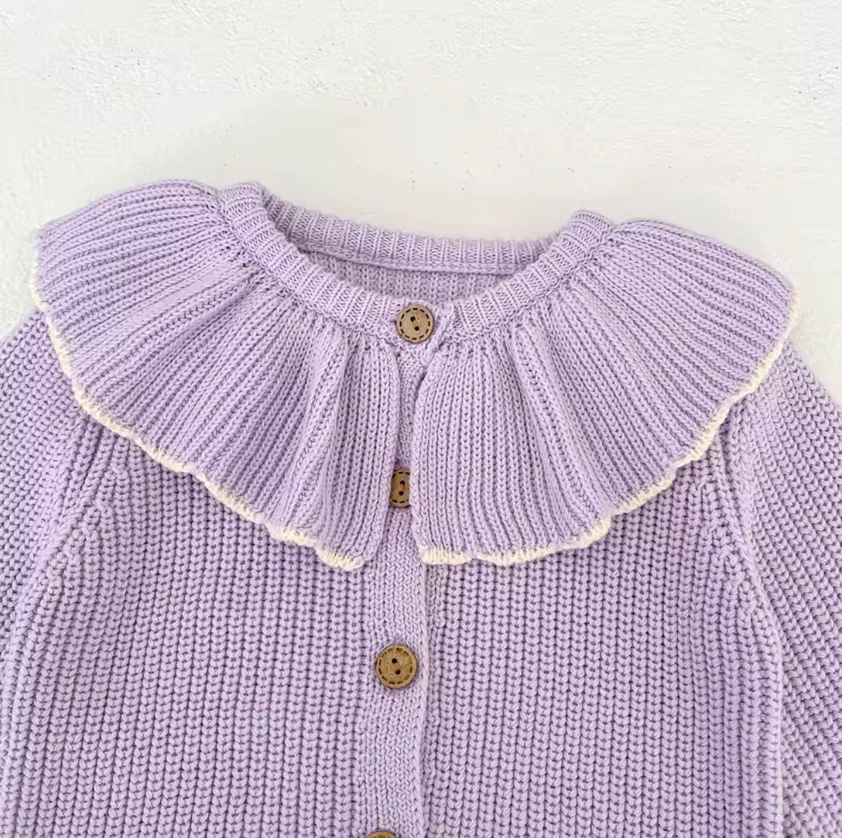 Frill neck knitted cardigan - 4 colours