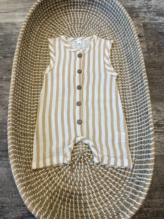 The beige striped romper