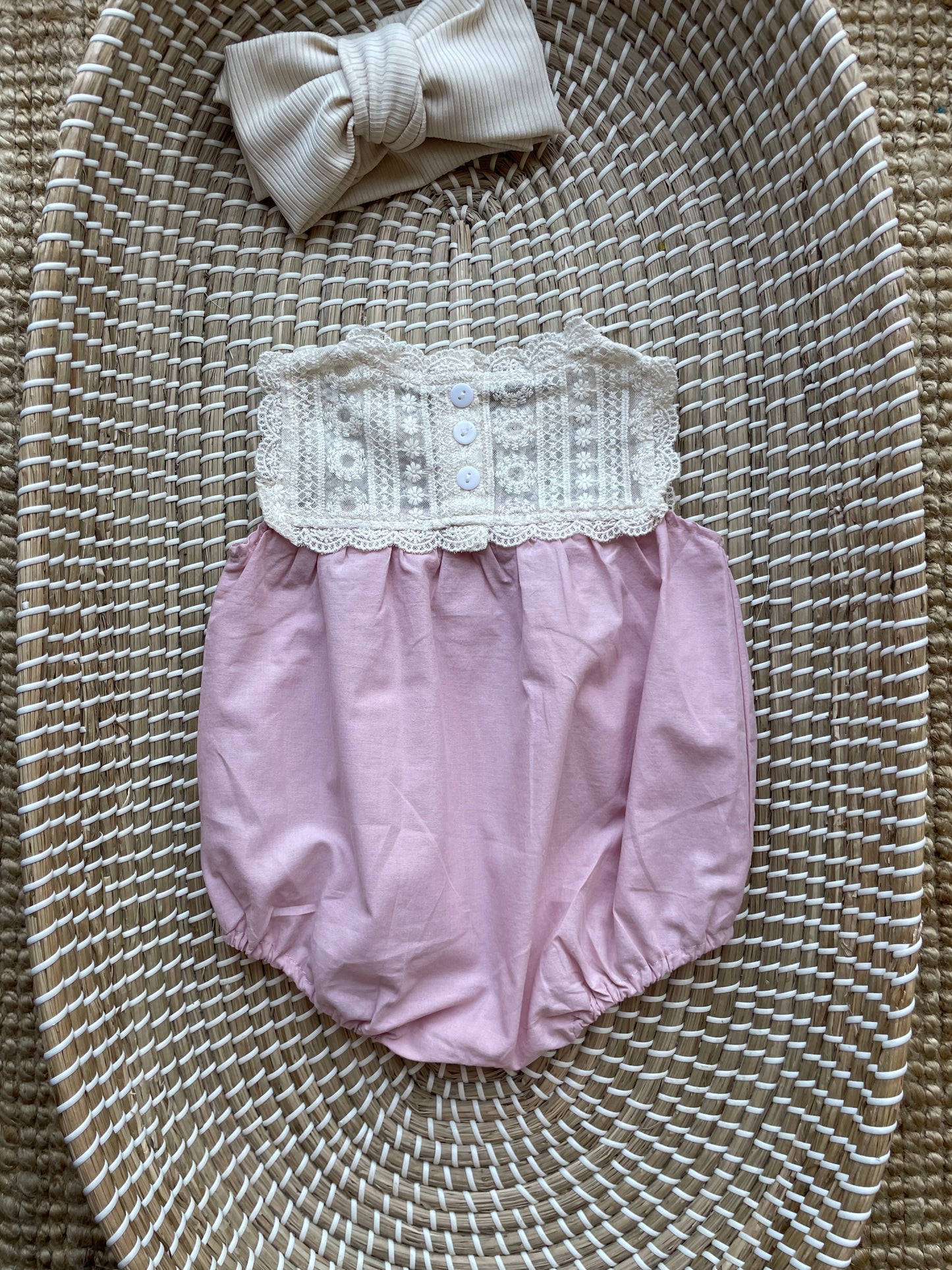 Crochet detail cotton romper