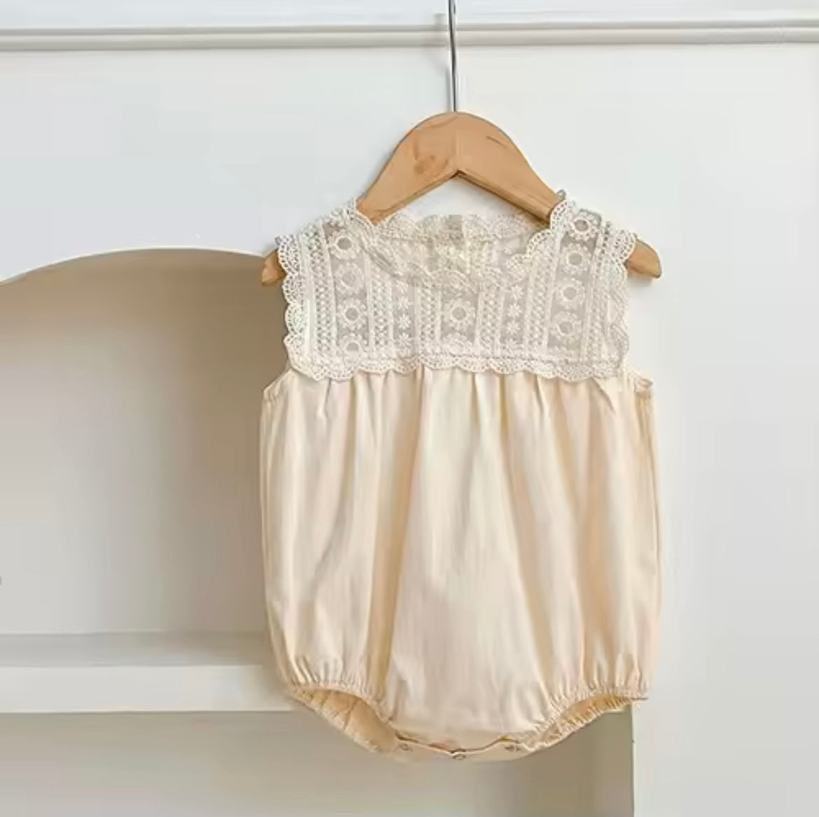 Crochet detail cotton romper