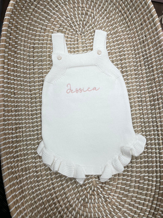 Personalised White Knitted romper