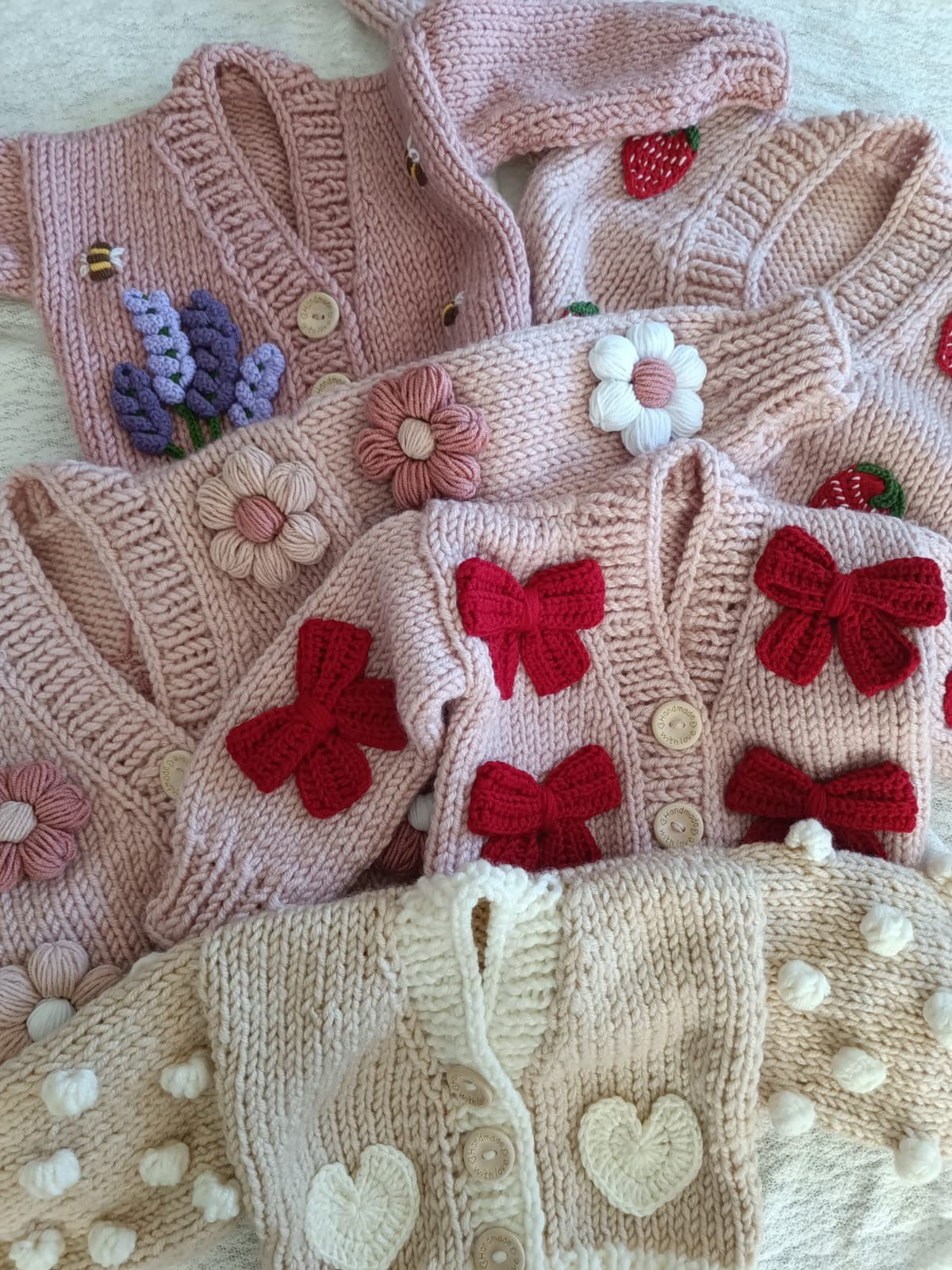 Handmade red bow cardigan (PREORDER)