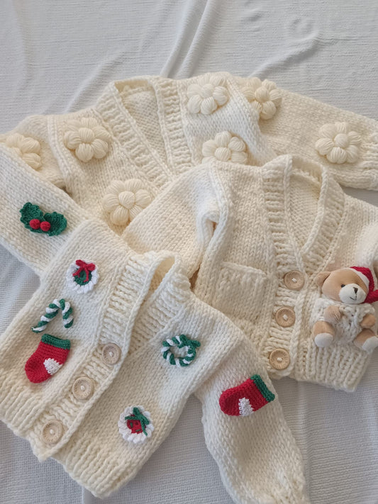 Handmade Christmas teddy cardigans (PREORDER)