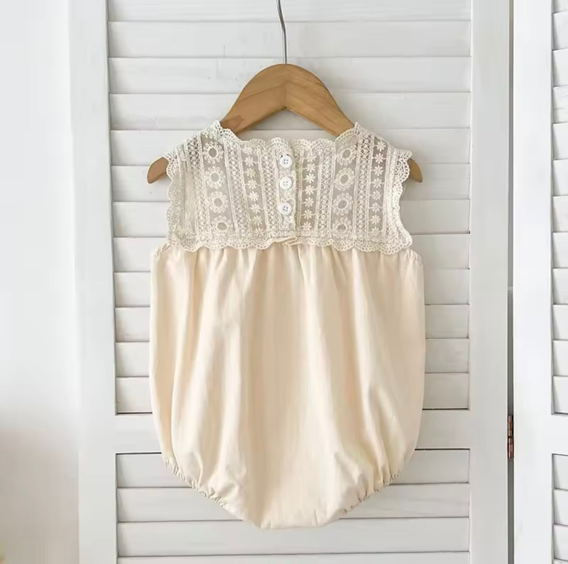 Crochet detail cotton romper