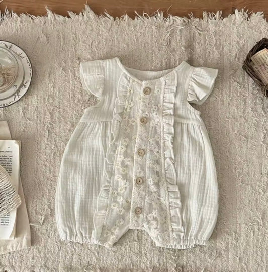 Cream cotton baby romper