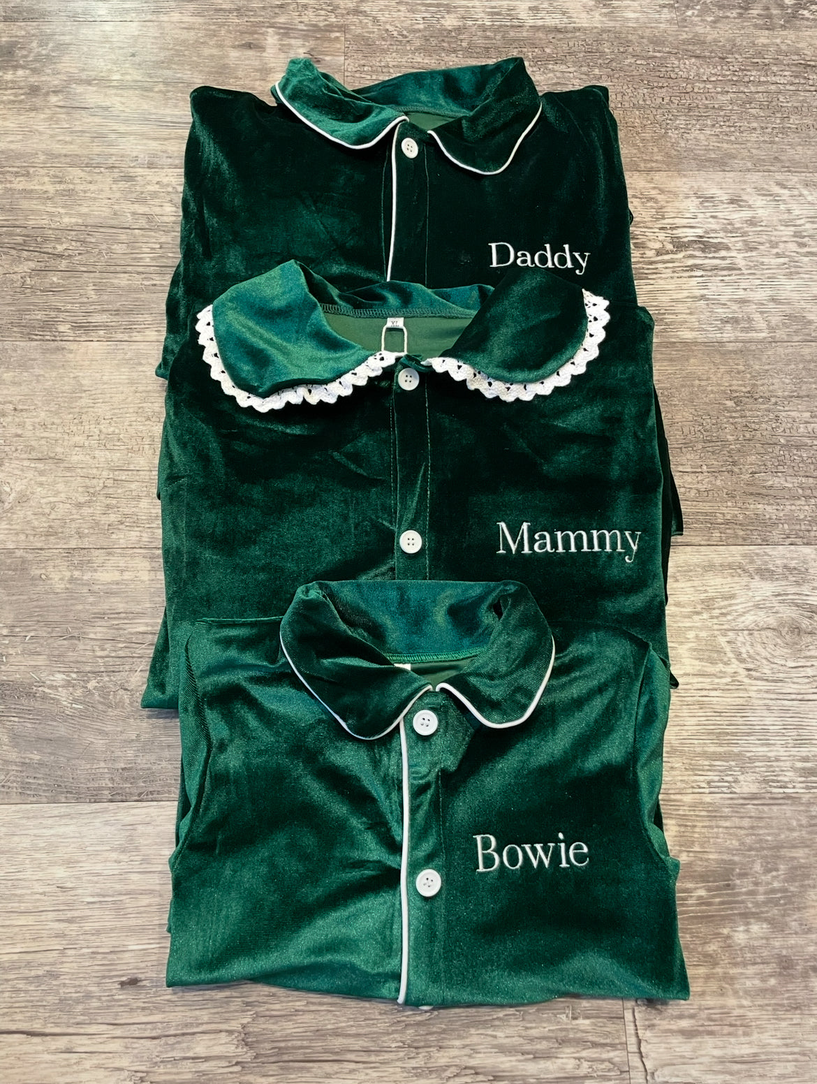 Personalised luxury green velvet boys pyjamas