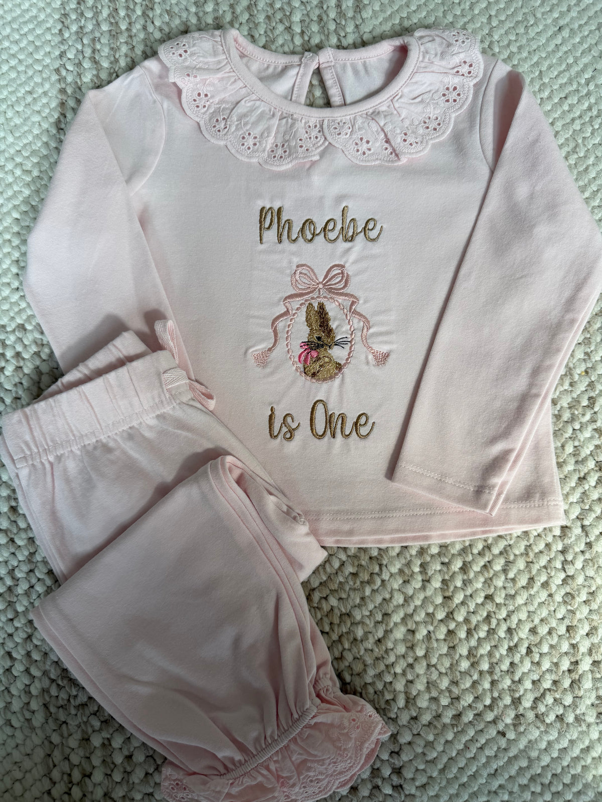 Personalised cotton frill pyjamas
