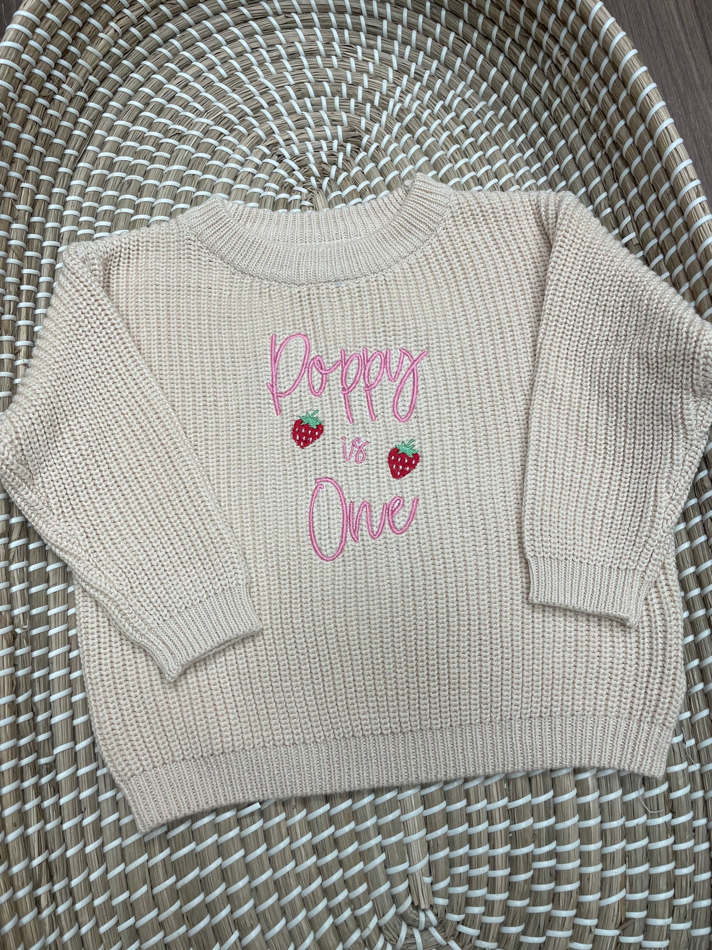 Personalised knitted frill romper