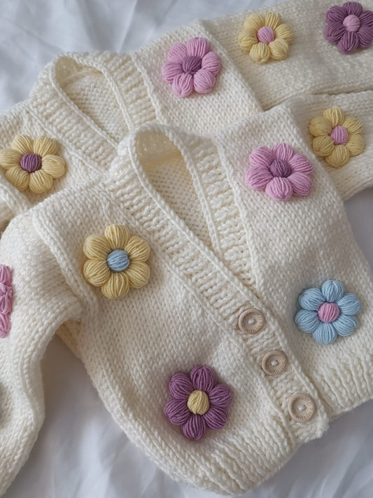 Handmade multi colour cream cardigan (PREORDER)