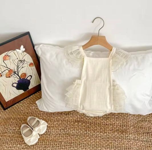 Cream frill romper