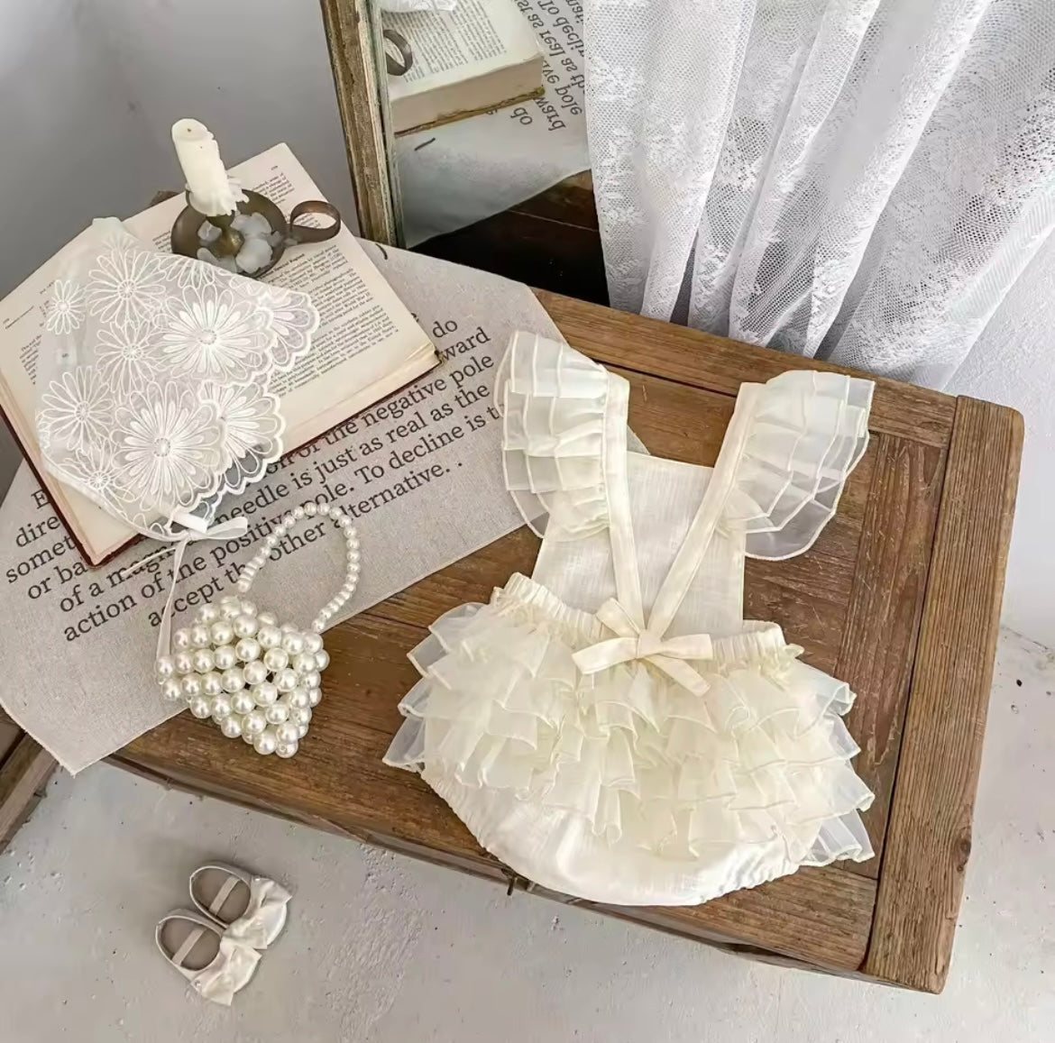 Cream frill romper