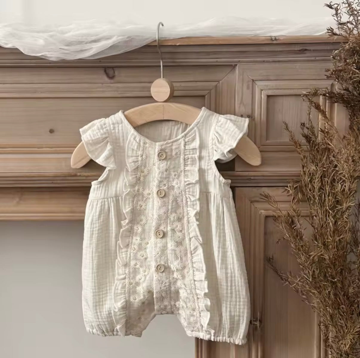 Cream cotton baby romper