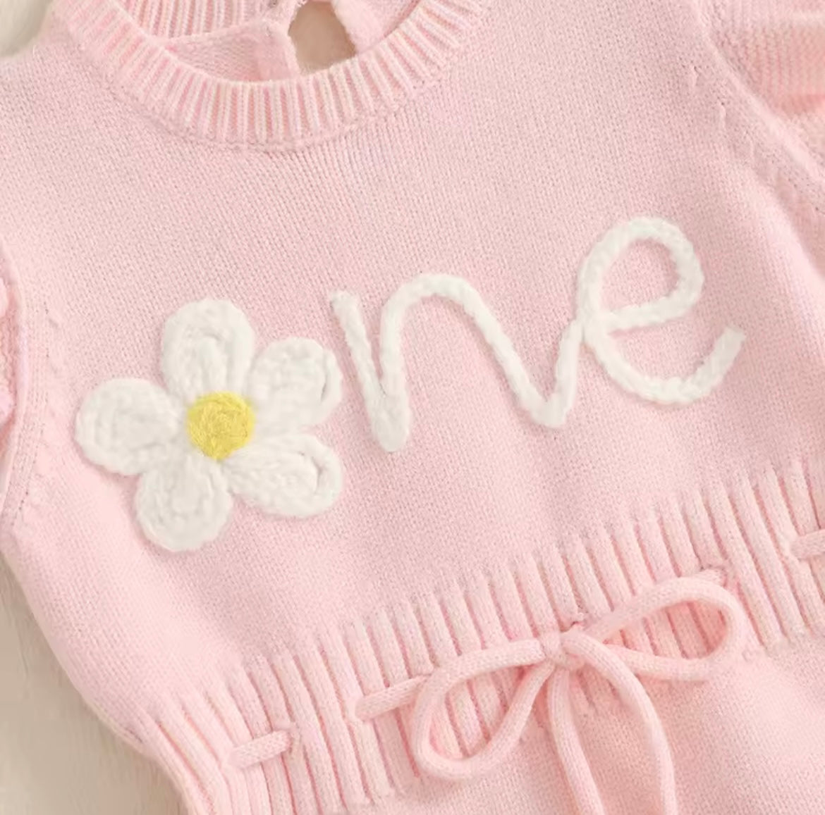 One flower knitted romper