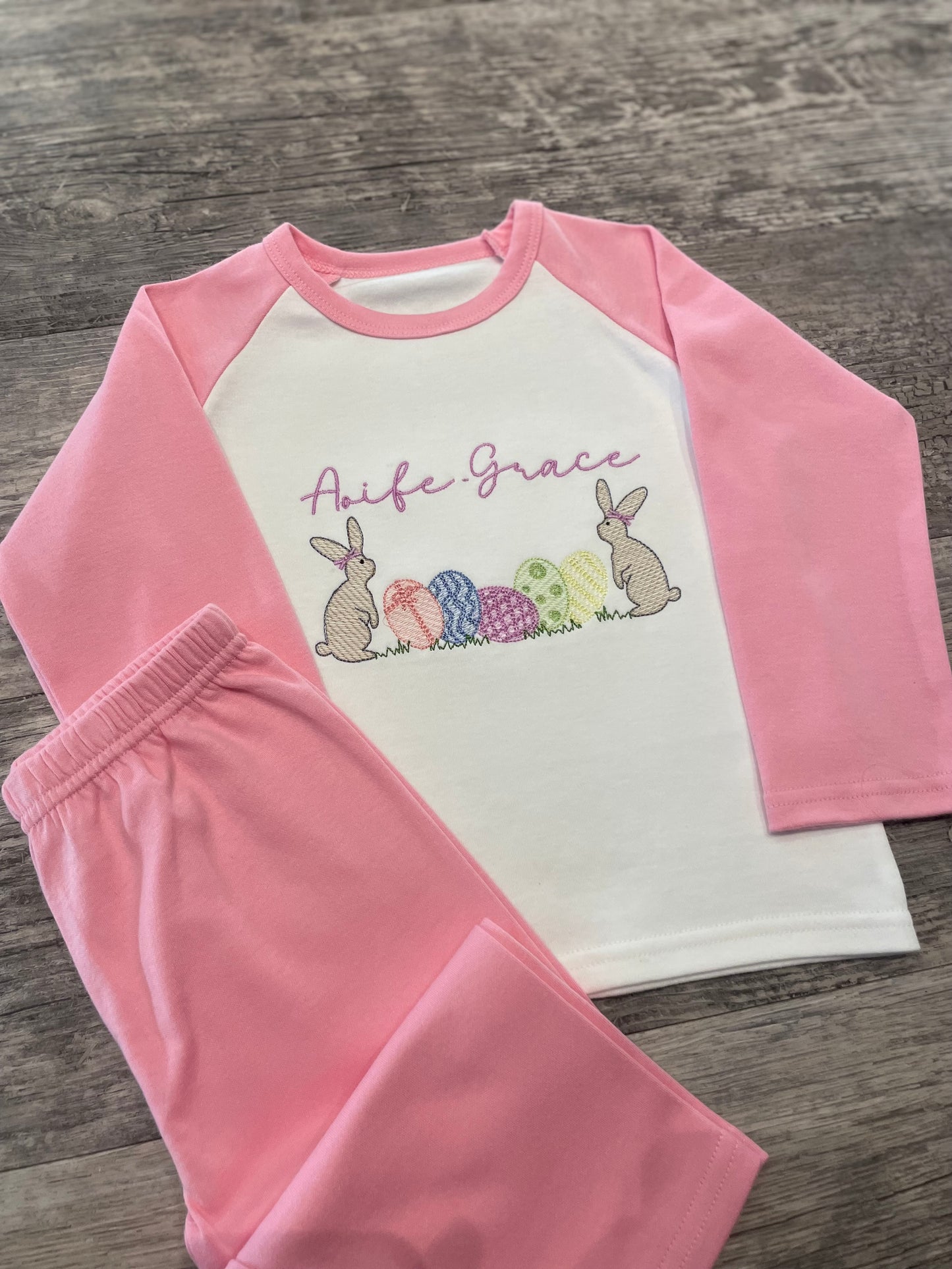 Personalised Easter plain cotton pyjamas