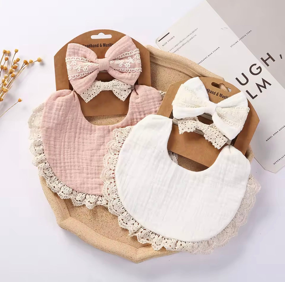 Bib and headband set - plain