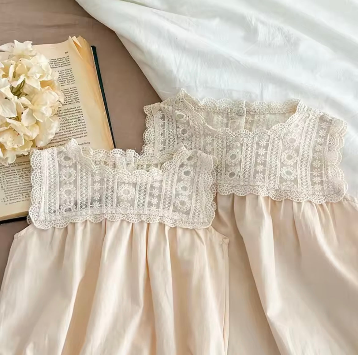 Crochet detail cotton romper